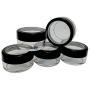 Plastic Clear Storage w Window Black Rim Cap Travel Sample Case 10 gr (Pack of 5)