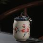 1Pcs Tea Jar Caddy For Puer Crude Pottery Oolong Tea Chinese Porcelain Ceramic Jar Tea Canister Storage Chest,B