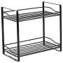 Spice Jar Storage Rack Kitchen Countertop Condiment Storage Rack Wrought Iron Double Seasoning Bottle Rack (Color : Black)