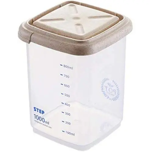 Transparente Kunststoff-Kühlschrank-Lebensmittel-Getreidespeicherbehälter Dichtung Milchpulver Beholder Praktischer Vakuum-Aufbewahrungsbehälter 1000ML Lebensmittel-Dispenser