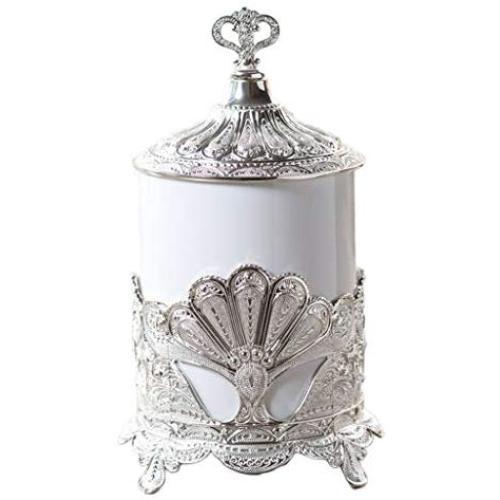 Cookie Jar Ceramic with Lids Airtight, Pottery Food Storage Containers Bpa Free Large for Kitchen Pantry Canisters Bulk Candy Store, 1.5L (Color : Silver)