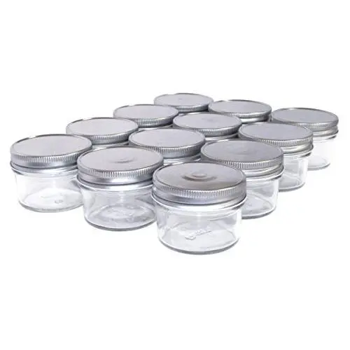 North Mountain Supply 4 Ounce Regular Mouth Mason Canning Jars - with Silver Metal Safety Button Lids - Case of 12 North Mountain Supply 4 Ounce Regular Mouth Mason Canning Jars - with Silver Metal Safety Button Lids - Case of 12