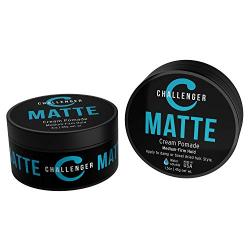 Challenger Men’s Matte Cream Pomade, Combo | Natural Finish, Clean & Subtle Scent | Medium Firm Hold | Best Water Based Hair Styling Paste, Wax, Fiber, Clay, Gel All In One