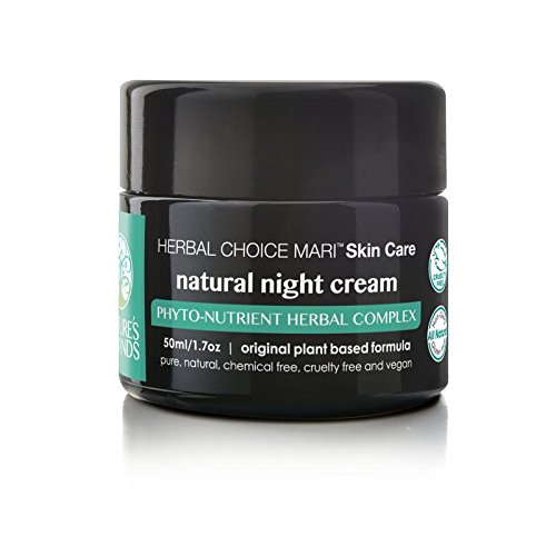 Natural Night Cream by Herbal Choice Mari (1.7 Fl Oz Glass Jar) - Made with Organic Ingredients - No Toxic Chemicals