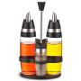 LQQGXLCondiment bottle, jar condiment storage box Oil dispenser, cooking oil and vinegar dispenser bottle set, glass kitchen funnel and pourer