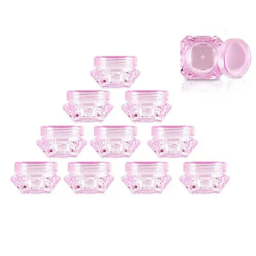 100 Stück Pink Refillbare Leere DIY Kosmetikbehälter Glasbehälter Diamantenformige Probenflaschen für Lidschatten, Nagellack, Pulver, Schmuck, Make-up, Creme, Lotion, Reisekleinbehälter (3G)
