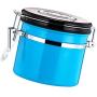 joyMerit Stainless Steel Airtight Canister with Co2 Vent Valve＆ Date Tracker Wheel and Locking Clamp for Kitchen, Coffee Ground Vault Jar, Blue, 27-ounce