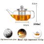 MAI&BAO Teapot 550ml Glass Tea Pot Infuser,Lid,Stainless Steel Filter,Tea Strainer Heat Resistant Large Clear Kettle,Water Storage jar,Green,Jasmine,Flowers,Black Tea,Coffee,Milk,Living Room