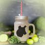 Soft Pink Collie, Smooth Silhouette Frosted Glass Mason Jar With Straw