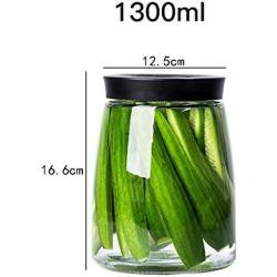 Sealed jar Glass With lid Household Glass Jars/Storage jar Assorted collection of airtight vintage dry food Containers 1300ml（1.3L） (Size : 1300ml1)