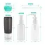 Bouteilles de voyage Beveetio 15 pièces, contenants réutilisables en silicone 2,9 oz, sans BPA, pour cosmétiques, shampooing, crème, après-shampoing, savon (noir et blanc)