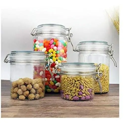 1550Ml Plastic Clip Top Storage Jar with Airtight Seal Lid Food Container Tableware Preserving Kitchen Flour Pasta Spice 1550Ml Plastic Clip Top Storage Jar with Airtight Seal Lid Food Container Tableware Preserving Kitchen Flour Pasta Spice