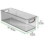 mDesign Plastic Kitchen Pantry Cabinet, Refrigerator or Freezer Food Storage Bins with Handles - Organizer for Fruit, Yogurt, Snacks, Pasta - Food Safe, BPA Free, 6" Wide, 4 Pack - Smoke Gray