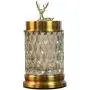 Glas- und Metallbehälter für Süßigkeiten mit Elch-Dekor – Home Accessoires, Süßigkeitenbehälter, Keksdosenset, dekorative Süßigkeitenbehälter, transparente Aufbewahrungsgläser.