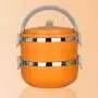 ZHX Wärmebeständige Lunchbox Bento Picknick Lagerung Messdose Edelstahl Mehrfächer für Schüler Kinder Outdoor Camping Blau 3
