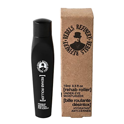 Rebels Refinery Rehab Roller Natural Under Eye Moisturizer – Reduces Bags Under Eyes, Dark Circles, Puffiness, Fine Lines and Wrinkles – Vitamin E Repairs Skin Damage – 0.5 Fl. Oz.