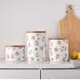 Food Storage Jar, Ceramic Kitchen Canisters with Airtight Seal Bamboo Lid, Food Storage Canister for Tea, Coffee Bean, Spice, Sugar, Flour 750ml/ 1110ml/ 1650ml (3 pieces set)