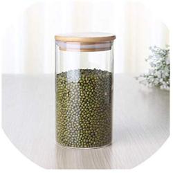 450/650/950Ml Multipurpose Bamboo Lid Glass Airtight Canister Storage Bottles Jars Grains Tea Leaf Coffee Beans Candy Food Jar,650Ml