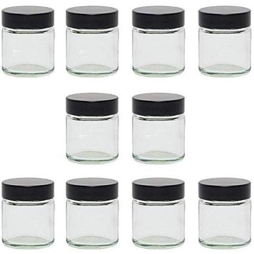 Viva Housewares Glass jar with lid in Different Sizes/Quantities, Glass, Transparent, 30 ml