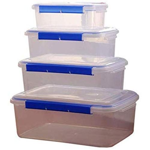 Kitchen Food Storage Jar Airtight Food Storage Food Storage Containers With Lids PACK OF 4 Rectangular Fruit/Vegetable Transparent Fresh Plastic Container