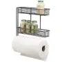 mDesign Wall Mount Metal Paper Towel Roll Holder and Dispenser with 2 Shelf Baskets - Kitchen Storage and Organization for Spice Bottles, Glass Jars, Salt, Pepper - Graphite Gray mDesign Wall Mount Metal Paper Towel Roll Holder and Dispenser with 2 Shelf Baskets - Kitchen Storage and Organization for Spice Bottles, Glass Jars, Salt, Pepper - Graphite Gray