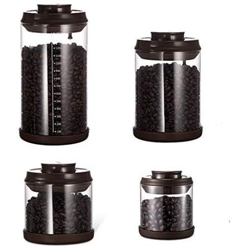 Povinmos Food Storage Jar, [Opening the Lid by Pressing ] Food Storage Jar with Airtight Seal Lid - Patened Clear Food Storage Canister for Serving Tea, Coffee, Spice and More