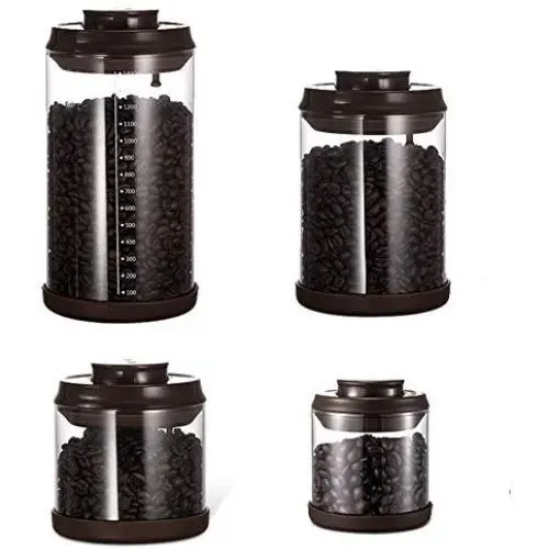 Povinmos Food Storage Jar, [Opening the Lid by Pressing ] Food Storage Jar with Airtight Seal Lid - Patened Clear Food Storage Canister for Serving Tea, Coffee, Spice and More