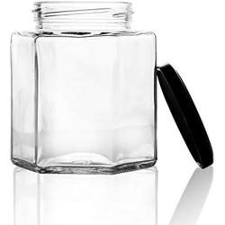 Goldwell Designs Hexagon Glass Jar/Spice Jar 500ml / 17oz - 6 Piece Set