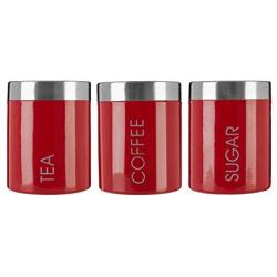 Premier Housewares Liberty Tea, Coffee and Sugar Canisters - Set of 3, Red