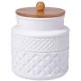 Ceramic Food Storage Jar with Airtight Seal Wooden Lid - Modern Design White Ceramic Kitchen Canister for Serving Tea, Coffee, Spice, Sugar, Salt and More