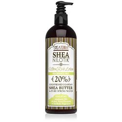 Shea Terra Organics Nilotik’ Shea Butter Ultra-Rich Lotion – Fragrance-Free | Natural Anti-Aging Daily Skin, Nails & Hair Cream to Soften Dry Skin, Reduce Wrinkles & Stretch Marks – 16 oz