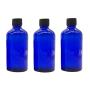 3PCS 100ml/3.4oz Refillable Empty Blue Glass Vial Essential Oil Bottle Cosmetic Container Dispenser Holder Jars Pot With Orifice Reducer and Black Cap for Aromatherapy Perfume Colognes Lab Chemicals