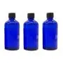 3PCS 100ml/3.4oz Wiederbefüllbare Leere Blaue Glasflasche für Ätherisches Öl, Kosmetikbehälter, Dosierbehälter, Glasgefäße mit Orifice-Reduzierer und schwarzer Kappe für Aromatherapie, Parfüm, Kölnisch Wasser, Laborchemikalien