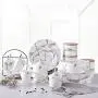 Chic Marble Pattern Storage Bottle Jar With Wood Cover Superior Minimalist Elegant Luxury Salt Sugar Storage Jar Home Organizer,S