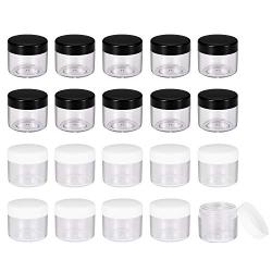 Plastic-Round Pot Jars Cosmetic Containers with Lid - for Storage Liquid Cream Sample Powder Nail- Polish Crafts Make ups 20 ml 0.7 oz Black White Lid 20 PCS