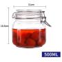 Glass Food Accommodating Jar, BPA-Free, Honey Lemon Passion Fruit Powder, Lid Fresh-Keeping Jar, Reusable, Transparent, Square 500ml