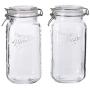 Mason Craft & More Luftdichte Küchen-Lebensmittelbehälter, Klar Glas Klampschalen, 2er Pack mit 67 oz (2 Liter) Große Klampschale