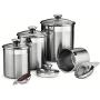 Tramontina 80204/527DS Gourmet Stainless Steel Canister and Scoops Set, 8 Piece, Made in Brazil