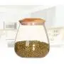UPKOCH Food Storage Jar Glass 400ml Mushroom with Wooden Lids Portable Sealed Container for Serving Tea Coffee Candy Spice Sugar Salt
