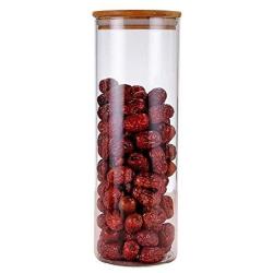 Kitchen Food Storage Jar Airtight Food Storage Storage Jar PACK OF 2 Transparent Borosilicate Glass Jar Bamboo Wood Lid Tea Can (pack Of 2) (Color : 2000ml, Size : Pack of 2)