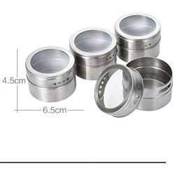 Cooking Container Spice Tins,Magnetic Spice Jars,Stainless Steel Kitchen Gadge,Round Storage Spice Set(Pack of 6,Pack of 12)(6cps,silver)