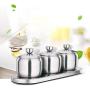 DUDDP Storage Spice lar set Spice Jar salt and pepper mill set Set Seasoning Box Stainless Steel Spice Container Condiment Pot Cruet Bottle Kitchen Cooking Tool