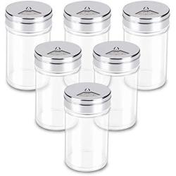 Spice Jars, Segarty 6 Pack 3 oz Spice Bottles with Shaker Lids, Glass Empty Storage Containers with Adjustable Stainless Steel Flow Top for Your Regularly Used Spices