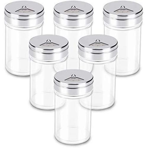 Spice Jars, Segarty 6 Pack 3 oz Spice Bottles with Shaker Lids, Glass Empty Storage Containers with Adjustable Stainless Steel Flow Top for Your Regularly Used Spices