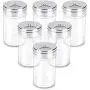 Glas Gewürzflaschen-Set, 6 Stück à 90 ml mit Schüttelverschlüssen, ideal zum Lagern von Gewürzen und Kräutern.  Einstellbarer Edelstahl-Tropferaufsatz für präzises Dosieren.