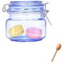 Sealed Storage Jar Food Grains Blue Transparent Glass Bottle With Buckle Tea Coffee Seal Storage Cans DELICATEWNN (color : 500ml, Size : 1 piece)