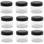 AUEAR, 20 Pack Round Clear Jars with Black Lids 20G Plastic Round Cosmetic Containers Jars Pot for Makeup Creams Liquid