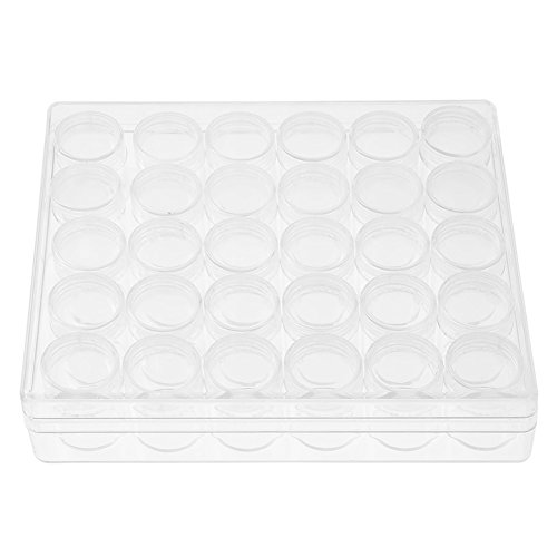 Small Clear Container Jars, 30pcs Clear Plastic Jewelry Bead Storage Transparent Small Round Container Jars with Rectangle Box