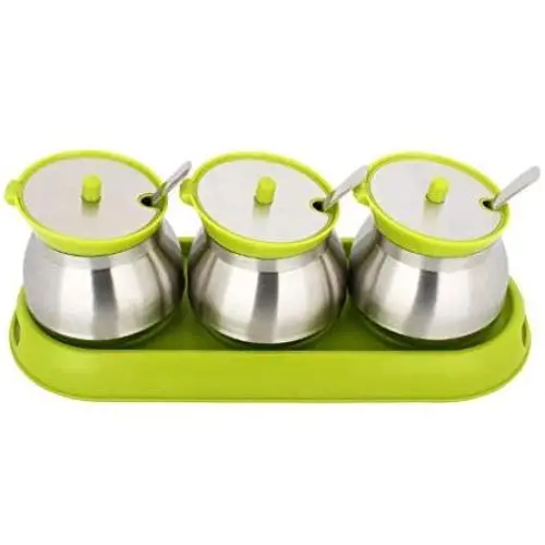 LQQGXLCondiment bottle, jar condiment storage box Spice jar stainless steel sauce jar storage container set flavoring spice jar sugar bowl sugar bowl LQQGXLCondiment bottle, jar condiment storage box Spice jar stainless steel sauce jar storage container set flavoring spice jar sugar bowl sugar bowl