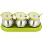 LQQGXLCondiment bottle, jar condiment storage box Spice jar stainless steel sauce jar storage container set flavoring spice jar sugar bowl sugar bowl